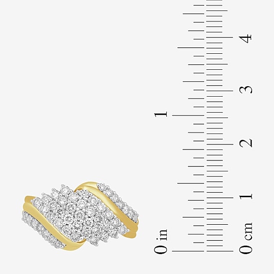 Womens 1 CT.T.W. Lab-Grown Diamond 10K Gold Cocktail Ring