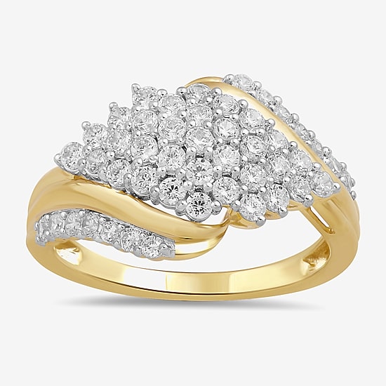 Womens 1 CT.T.W. Lab-Grown Diamond 10K Gold Cocktail Ring