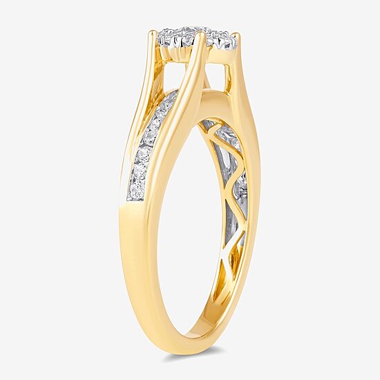 (H-I / I1-I2) Womens 1 CT. T.W. Lab Grown White Diamond 14K Gold Round Side Stone Halo Engagement Ring
