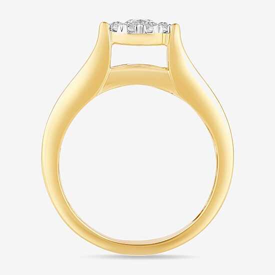 (H-I / I1-I2) Womens 1 CT. T.W. Lab Grown White Diamond 14K Gold Round Side Stone Halo Engagement Ring