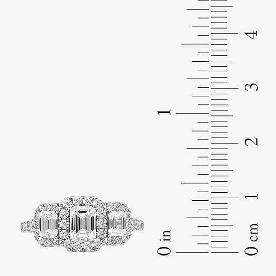 Signature By Modern Bride (H-I / Si2) Womens 2 CT. T.W. Lab Grown White Diamond 14K Gold Side Stone Engagement Ring