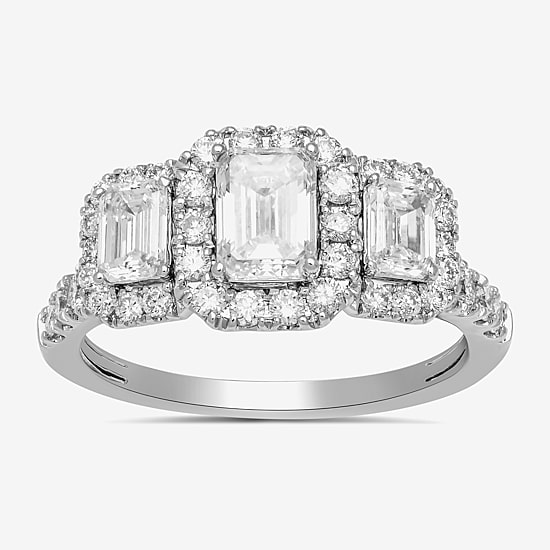 Signature By Modern Bride (H-I / Si2) Womens 2 CT. T.W. Lab Grown White Diamond 14K Gold Side Stone Engagement Ring