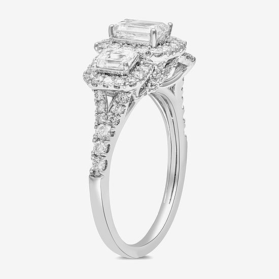 Signature By Modern Bride (H-I / Si2) Womens 2 CT. T.W. Lab Grown White Diamond 14K Gold Side Stone Engagement Ring