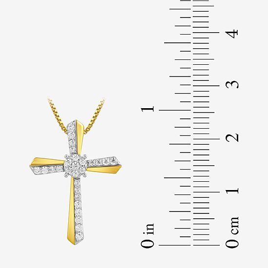 (H-I / I1-I2) Womens 1/4 CT. T.W. Lab Grown White Diamond 14K Gold Over Silver Sterling Silver Cross 18 Inch Pendant Necklace