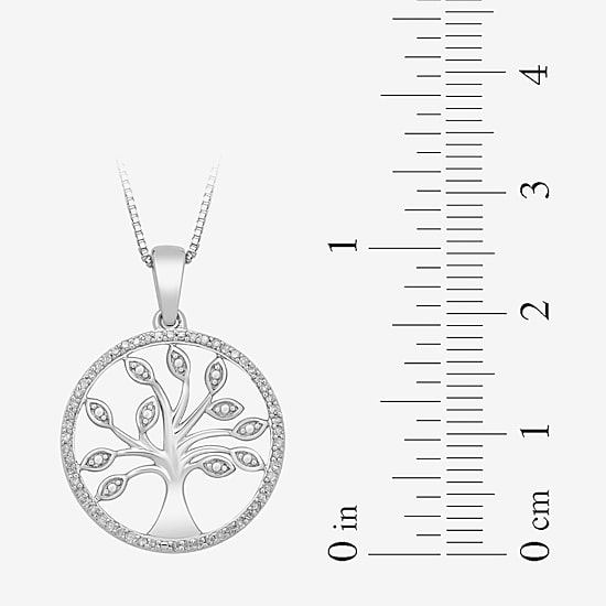 Tree Of Life Womens 1/10 CT. T.W. Natural White Diamond Sterling Silver 18 Inch Pendant Necklace