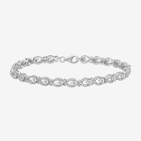 Womens 1/10 CT. T.W. Natural Diamond Sterling Silver 7.25 Inch Tennis Bracelet