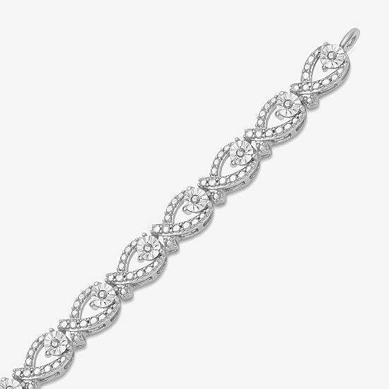 Womens 1/10 CT. T.W. Natural Diamond Sterling Silver 7.25 Inch Tennis Bracelet