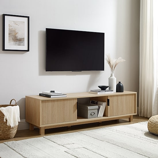 58" 2 Door Reeded TV Stand