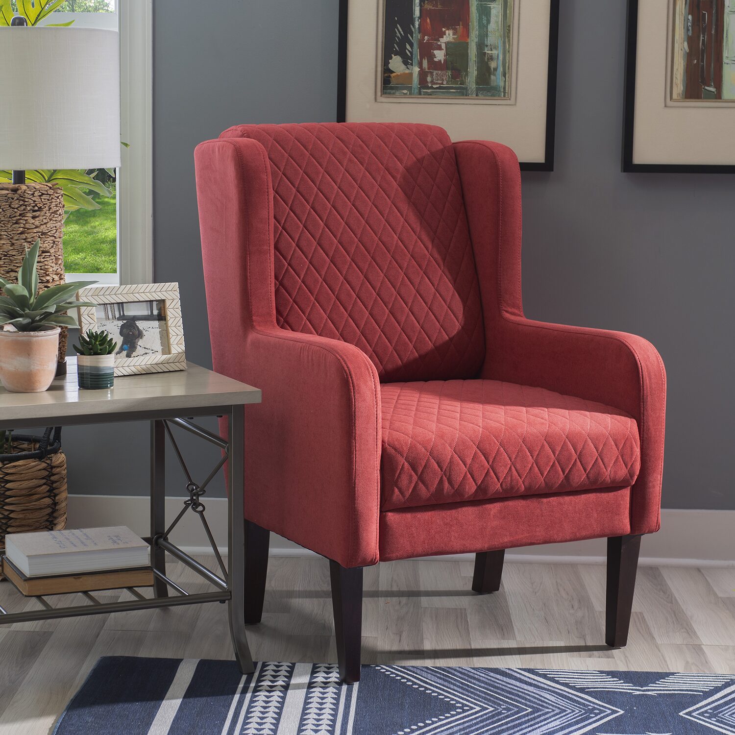 Linon Leckie Upholstered Wingback Chair
