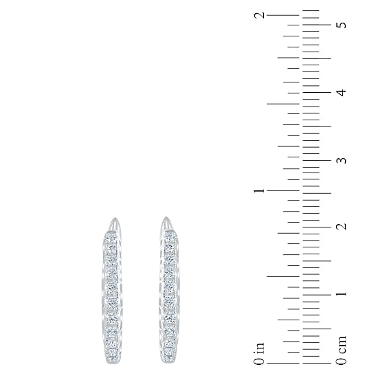 Womens 1/2 CT. T.W. Natural White Diamond 14K Gold 20.1mm Hoop Earrings