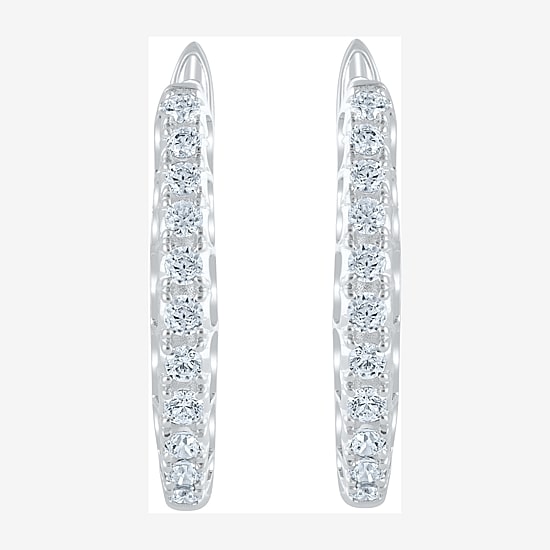 Womens 1/2 CT. T.W. Natural White Diamond 14K Gold 20.1mm Hoop Earrings