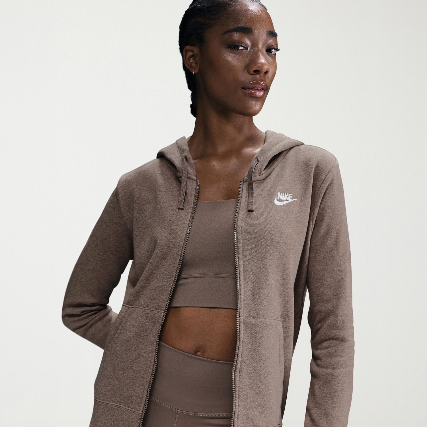 Nike Club Fleece Womens Long Sleeve Zipper Active Hoodie