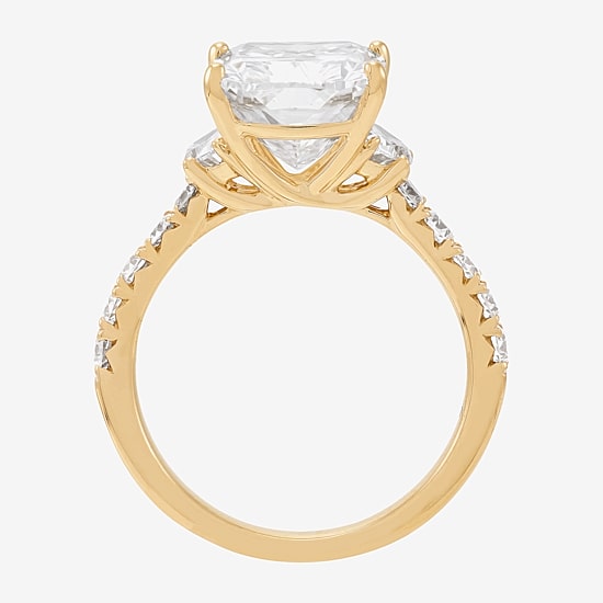 Signature By Modern Bride (H-I / Si2) Womens 6 CT. T.W. Lab Grown White Diamond 10K Gold Cushion Side Stone Engagement Ring