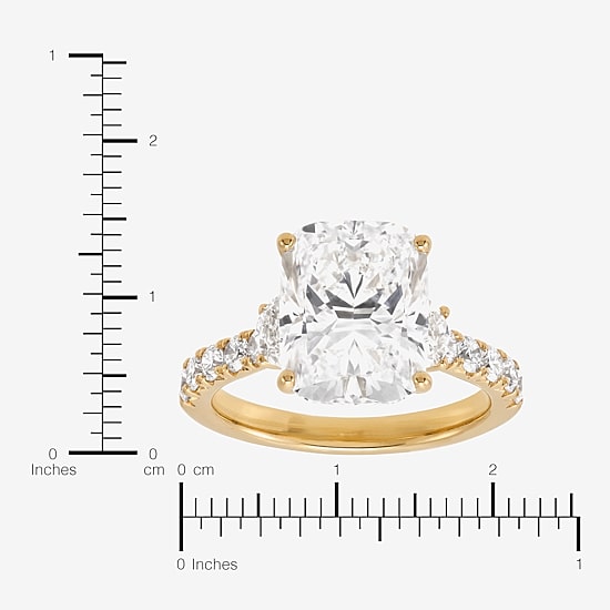 Signature By Modern Bride (H-I / Si2) Womens 6 CT. T.W. Lab Grown White Diamond 10K Gold Cushion Side Stone Engagement Ring