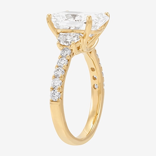 Signature By Modern Bride (H-I / Si2) Womens 6 CT. T.W. Lab Grown White Diamond 10K Gold Cushion Side Stone Engagement Ring