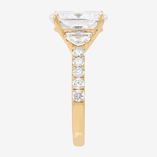 Signature By Modern Bride (H-I / Si2) Womens 6 CT. T.W. Lab Grown White Diamond 10K Gold Cushion Side Stone Engagement Ring