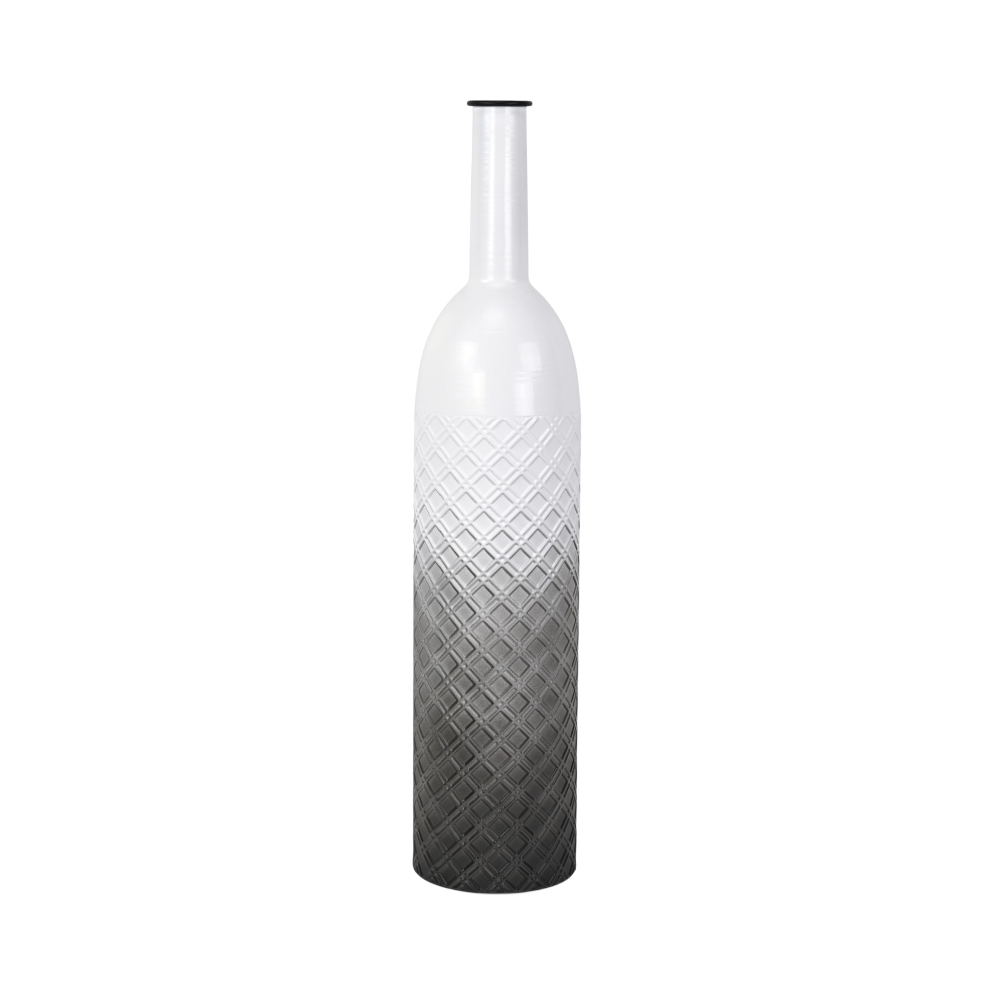 Cheungs Harkona Diamond Pattern Gray Gradient Metal Floor Vase