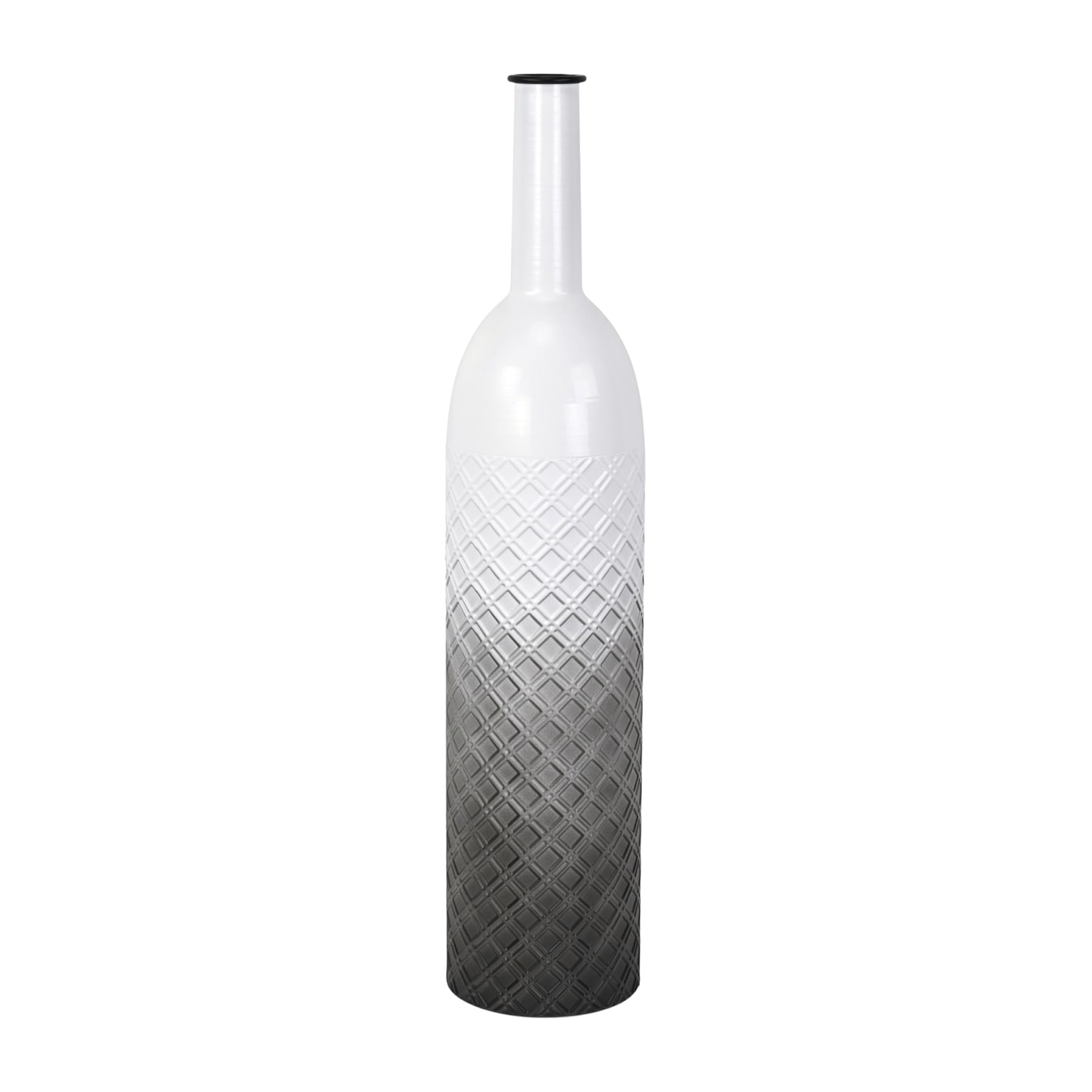 Cheungs Harkona Diamond Pattern Gray Gradient Metal Floor Vase
