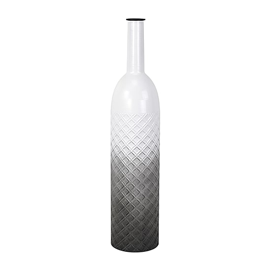 Cheungs Harkona Diamond Pattern Gray Gradient Metal Floor Vase
