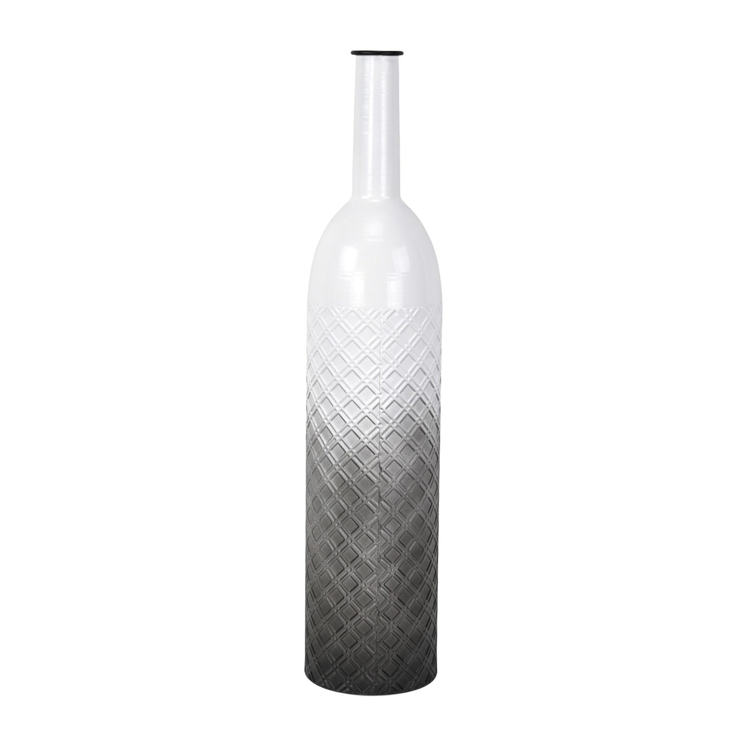 Cheungs Harkona Diamond Pattern Gray Gradient Metal Floor Vase
