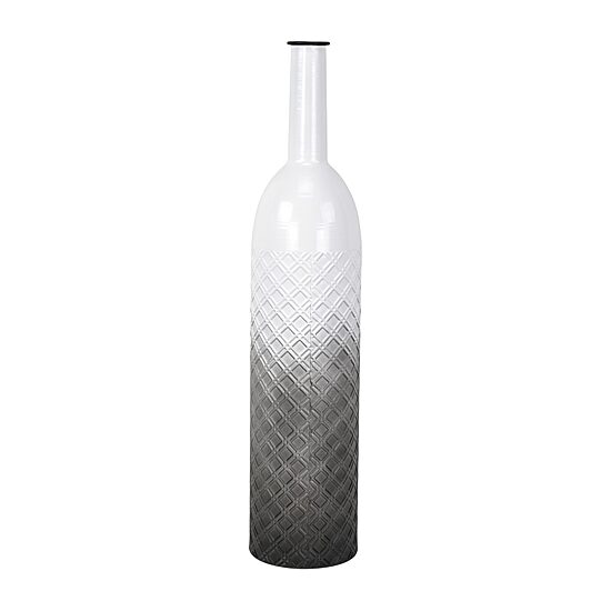 Cheungs Harkona Diamond Pattern Gray Gradient Metal Floor Vase