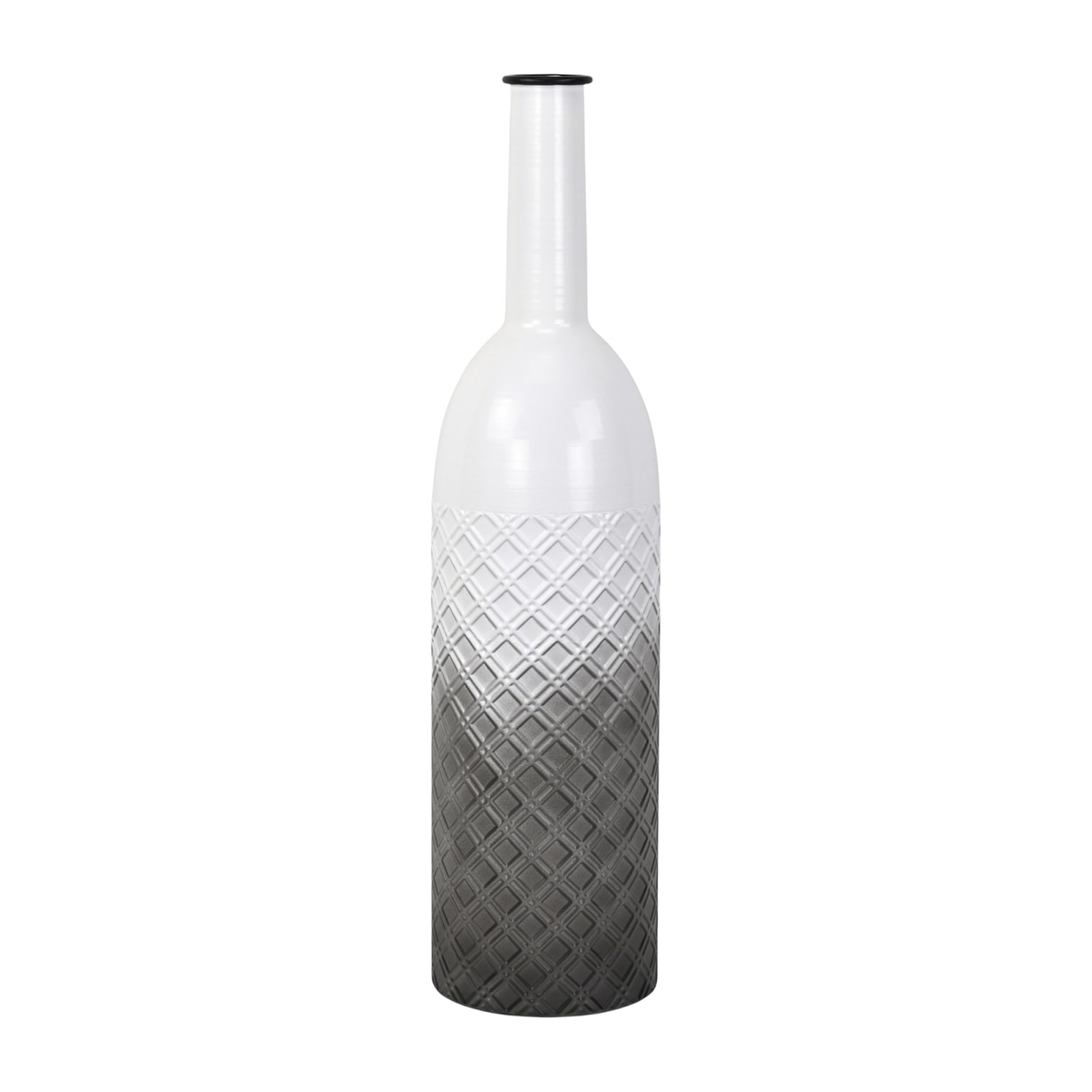Cheungs Harkona Diamond Pattern Gray Gradient Metal Floor Vase
