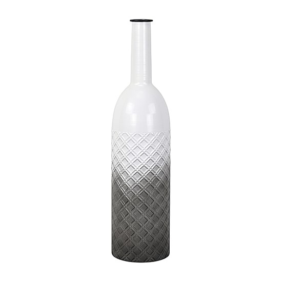 Cheungs Harkona Diamond Pattern Gray Gradient Metal Floor Vase