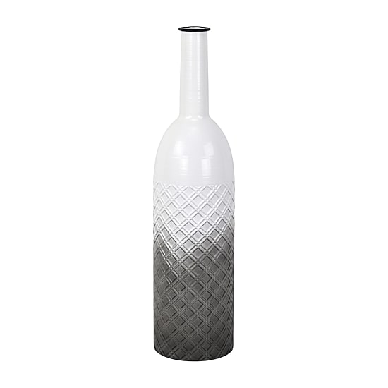 Cheungs Harkona Diamond Pattern Gray Gradient Metal Floor Vase