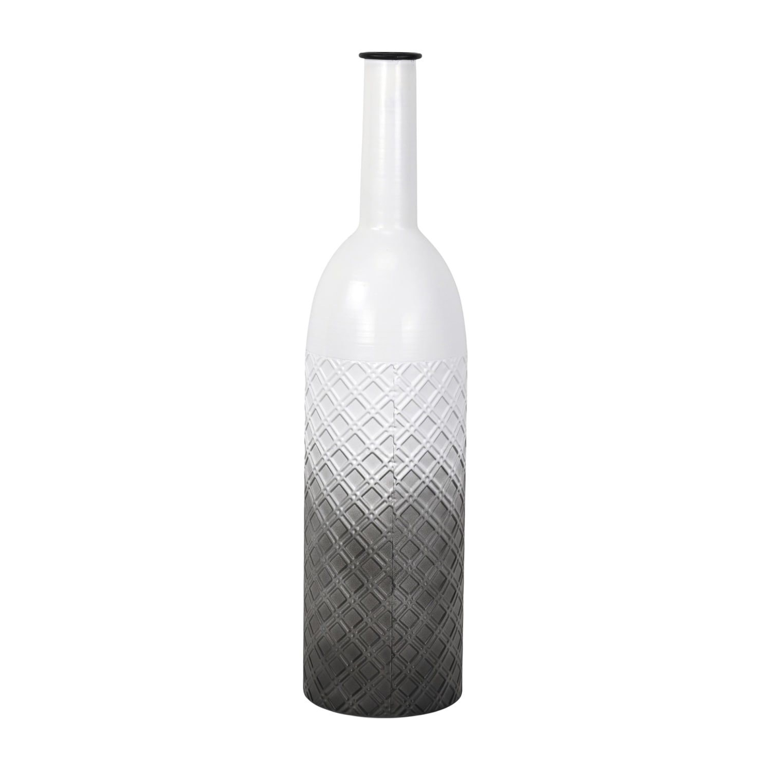 Cheungs Harkona Diamond Pattern Gray Gradient Metal Floor Vase
