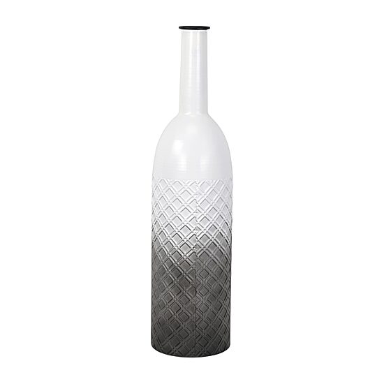 Cheungs Harkona Diamond Pattern Gray Gradient Metal Floor Vase