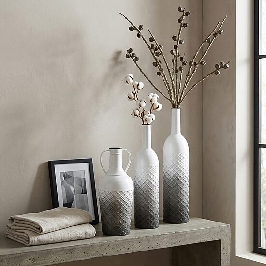 Cheungs Harkona Amphora Themed Gray Gradient Metal Floor Vase