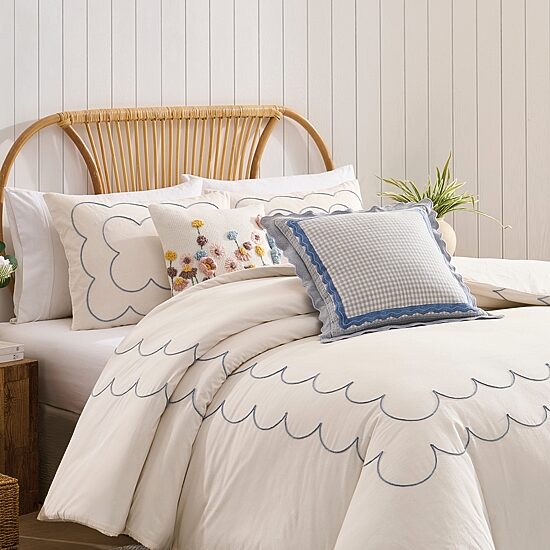 Peri Home Gingham Scallop Square Throw Pillow