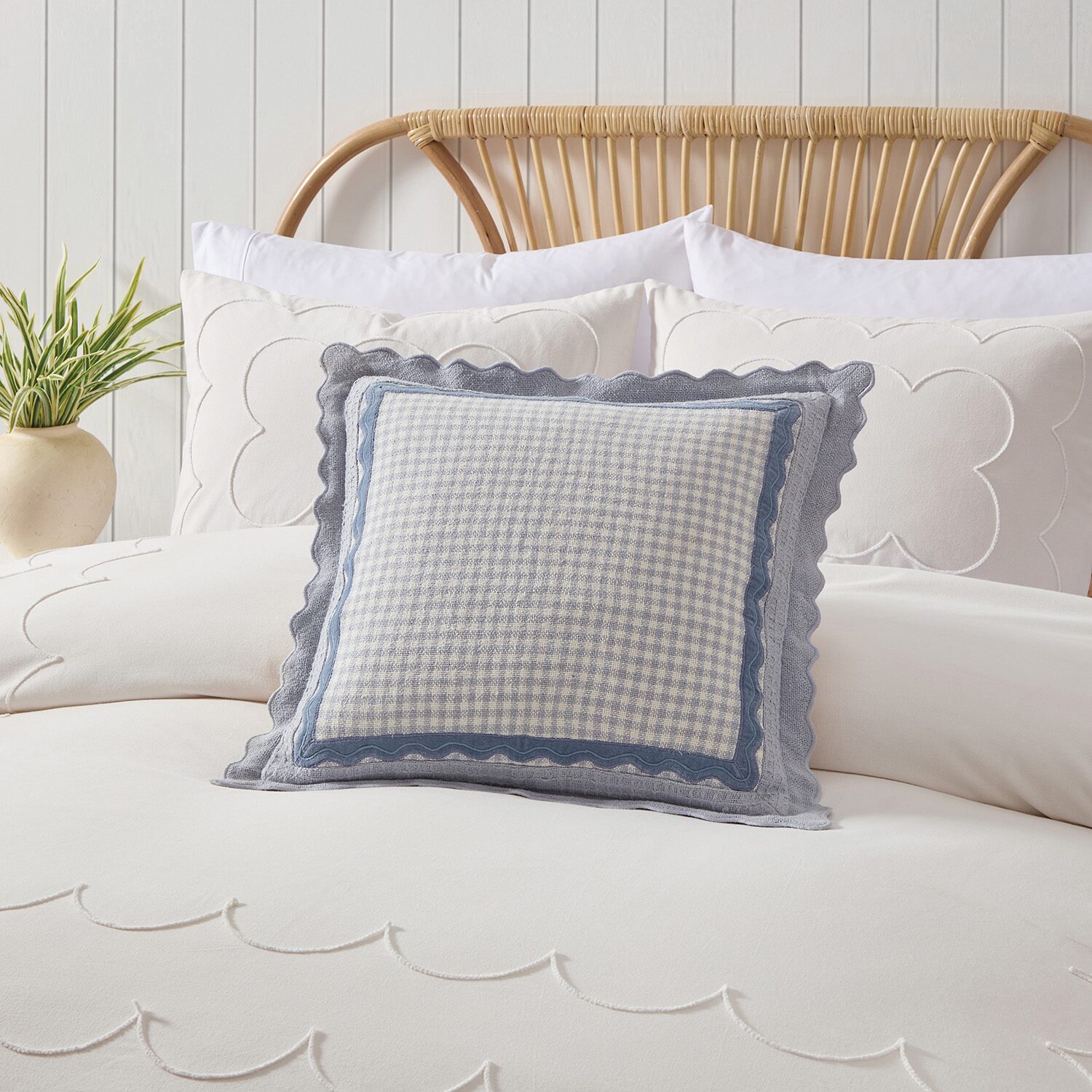 Peri Home Gingham Scallop Square Throw Pillow