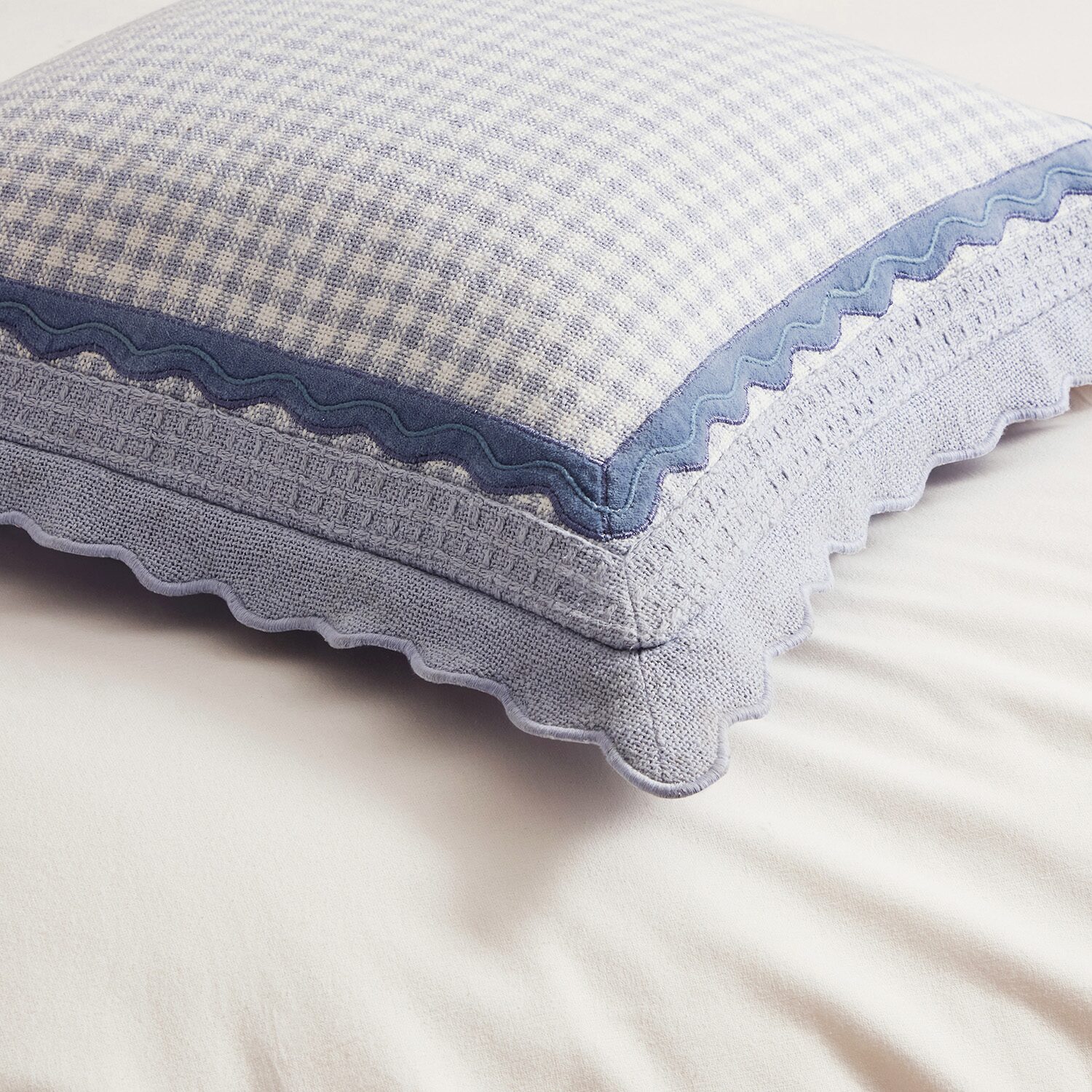 Peri Home Gingham Scallop Square Throw Pillow