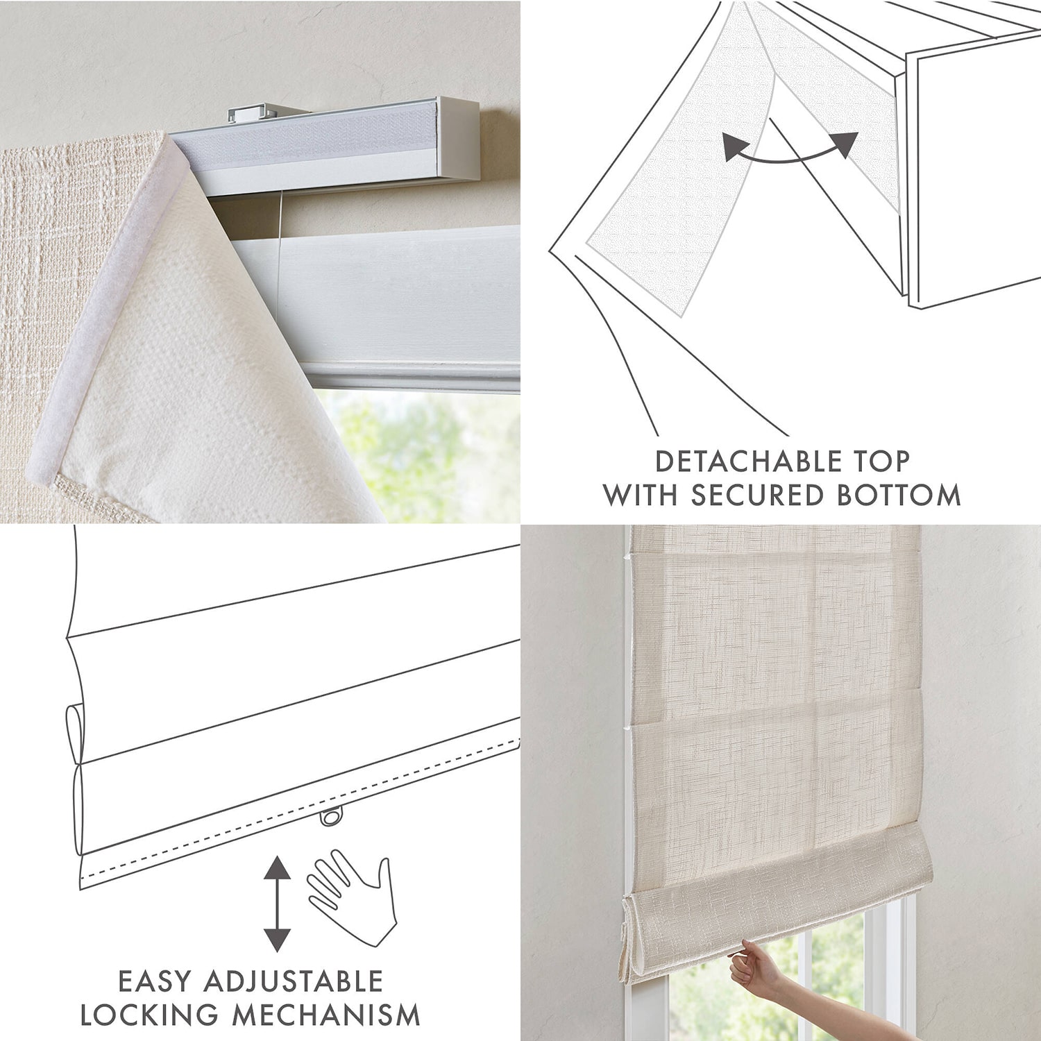 Madison Park Quincy Cordless Room Darkening Roman Shade