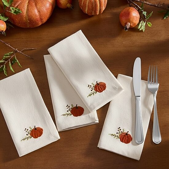 Lenox Harvest Pumpkins 4 Pack Napkins