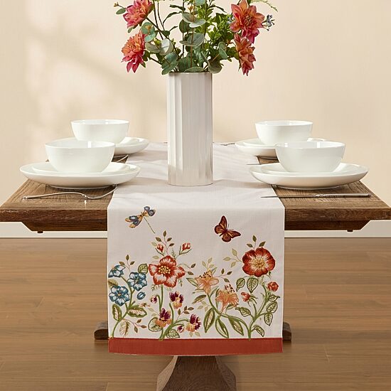 Lenox Butterfly Meadow Fall Embroidered Table Runner
