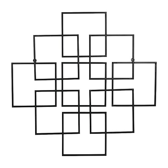 Cheungs Richese Black Repeating Square Metal Wall Sculpture