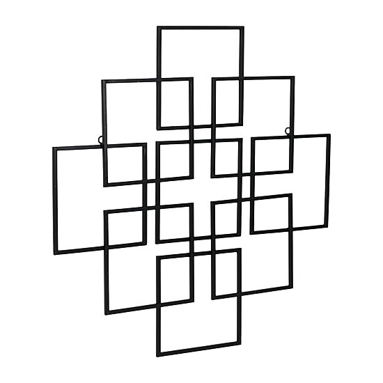 Cheungs Richese Black Repeating Square Metal Wall Sculpture