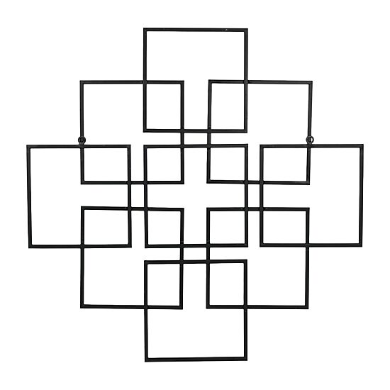 Cheungs Richese Black Repeating Square Metal Wall Sculpture