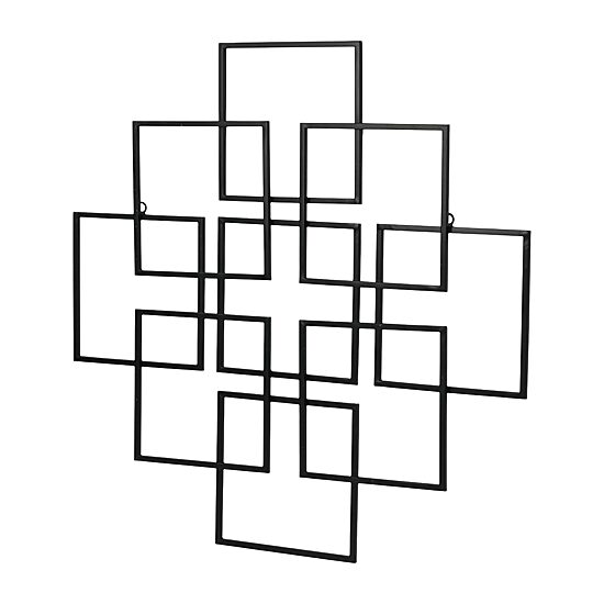 Cheungs Richese Black Repeating Square Metal Wall Sculpture