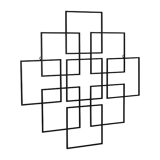 Cheungs Richese Black Repeating Square Metal Wall Sculpture