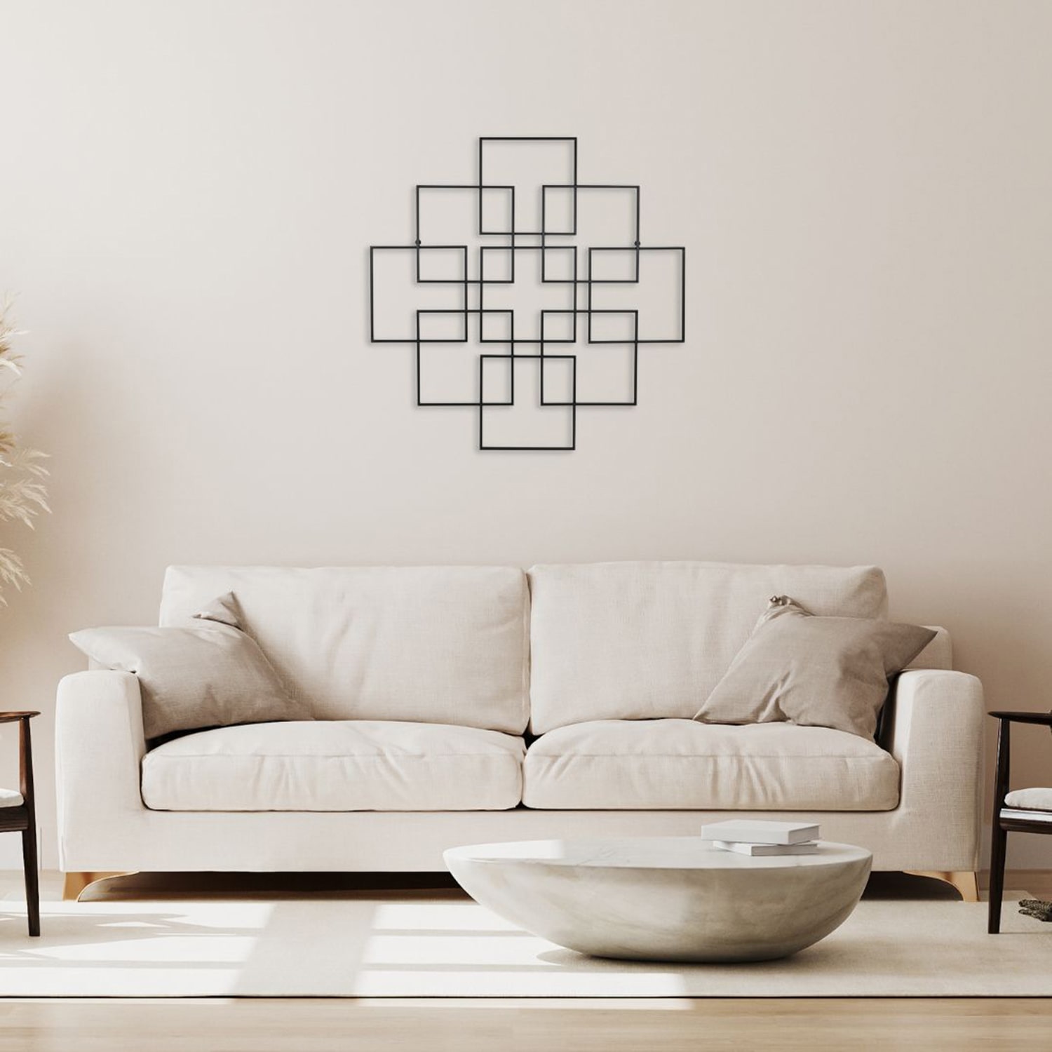 Cheungs Richese Black Repeating Square Metal Wall Sculpture