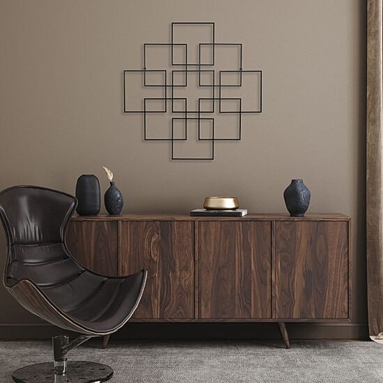 Cheungs Richese Black Repeating Square Metal Wall Sculpture