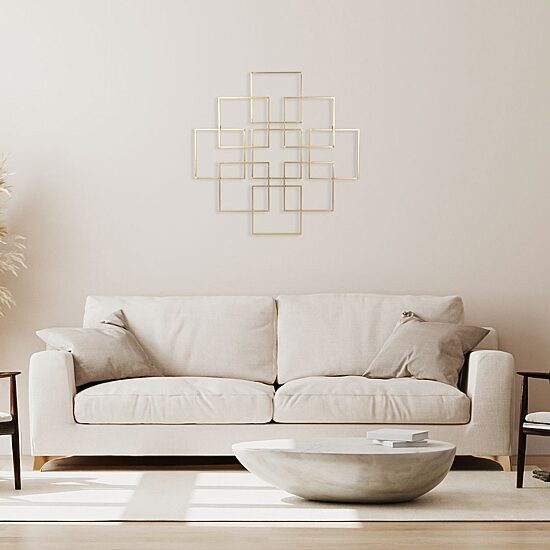 Cheungs Richese Gold Repeating Square Metal Wall Sculpture