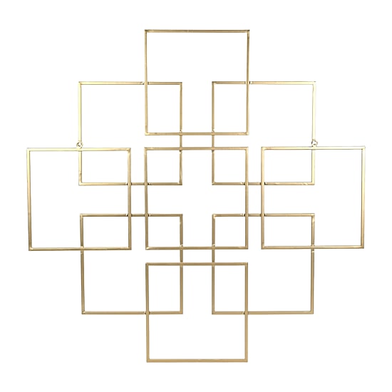 Cheungs Richese Gold Repeating Square Metal Wall Sculpture