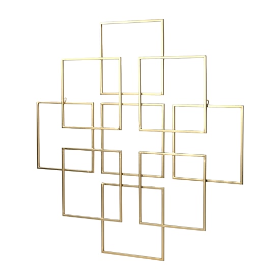 Cheungs Richese Gold Repeating Square Metal Wall Sculpture