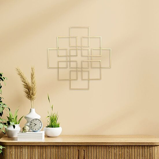 Cheungs Richese Gold Repeating Square Metal Wall Sculpture