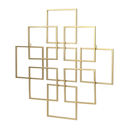 Cheungs Richese Gold Repeating Square Metal Wall Sculpture