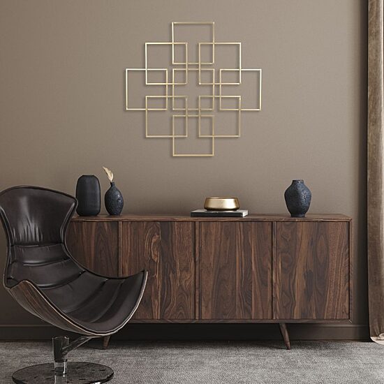 Cheungs Richese Gold Repeating Square Metal Wall Sculpture